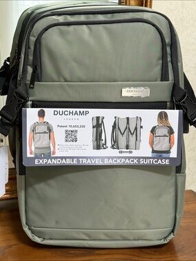 Duchamp Olive Green Expandable Travel Backpack/Suitcase w/ laptop pocket & USB.